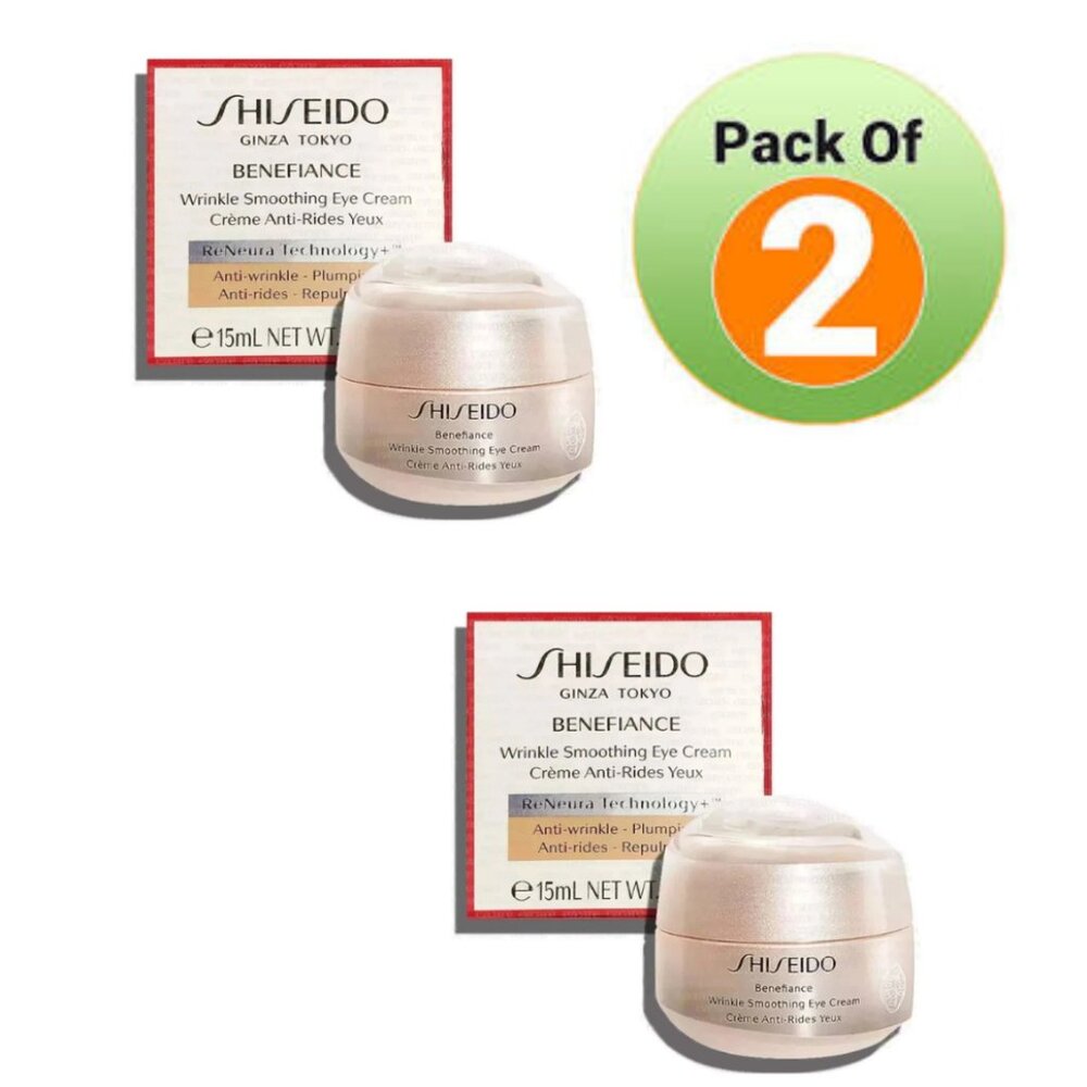 2x Shiseido Benefiance Wrinkle Smoothing Eye Cream 15ml / 0.51oz NIB.